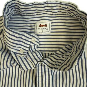 Le Tigre Oxford mens Shirt Large blue stripe EUC